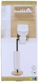 Stojan na toaletný papier Black Bamboo, čierna/s drevenými prvkami, o