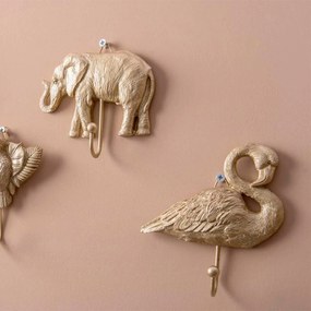 Vešiak Flamingo zlatý 13 x 13 cm
