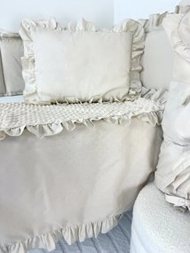 Set do kočíka béžový – deka a vankúšik, obojstranný 100% bavlna a hebká minky, pohodlie pre bábätko