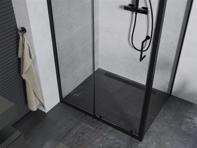 Mexen Apia sprchovací kút s posuvnými dverami 135 (dvere) x 70 (stena) cm, 5mm číre sklo, čierny profil, 840-135-070-70-00
