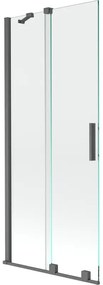 Mexen Velar, 2-krídlová posuvná vaňová zástena 85 x 150 cm, 8mm číre sklo, grafitový matný profil, 896-085-000-01-66