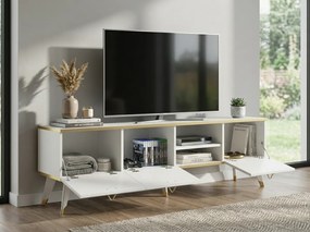 TV stolík CAROL 160 cm, biela/zlatá