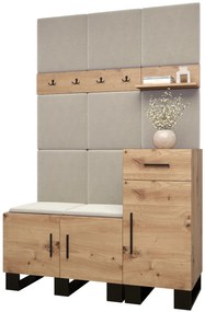 Predsieňová zostava RUMIE 5 - dub artisan, béžové panely
