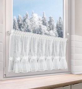KRÁTKA VIANOČNÁ ZÁCLONA NA PÁSKE FLAKE 150X40 CM BIELA