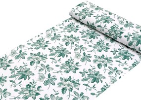 Biante Teflónový behúň na stôl TF-091 Zelené kvety na bielom 20x120 cm