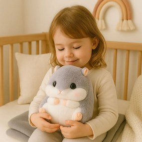 LEAN Toys Plyšová deka na ohrievanie rúk pre škrečka 100 x 90 cm 3v1 sivá 35 cm