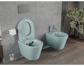 Mexen Rico, závesné WC Rimless s WC doskou slim, duroplast, zelená matná, 30724048