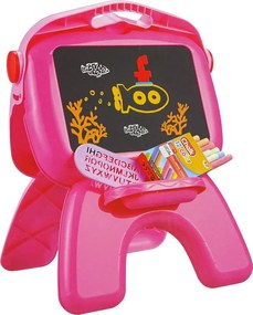 LEAN Toys Obojstranná kriedová tabuľa stojanová s projektorom a fixkami, ružová