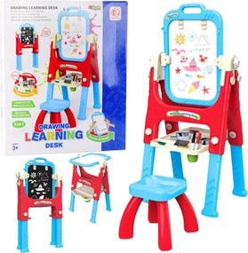 LEAN Toys Vzdelávacia tabuľa 5v1 so stoličkou a multifunkčným príslušenstvom, modrá