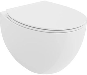 Mexen Egg, závesná WC misa Rimless s duroplastovým sedátkom s pomalým zatváraním, biela lesklá, 30245000