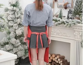 Vianočné zástera na varenie s vreckami Santa Claus - červená - 85x64 cm