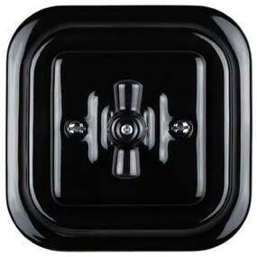 Elhard Keramický štvorcový otočný vypínač č.6/č.1, čierny - kompletný KV5406B