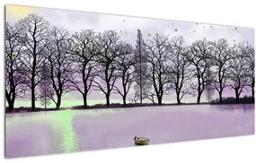 Obraz - Pramice na jazere (120x50 cm)