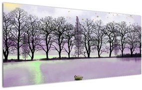 Obraz - Pramice na jazere (120x50 cm)