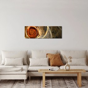 Obraz - Abstraktné ruže v ohnivých farbách (s hodinami) (90x30 cm)