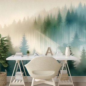 Tapeta hmlistý les v akvareli