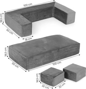 Skladacia modulárna detská pohovka so 4 mäkkými vankúšmi