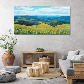 Obraz canvas Kvety hory stromy krajina