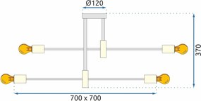 Toolight Toolight, moderné stropné svietidlo 8xE27 APP733-8C, čierna-zlatá,