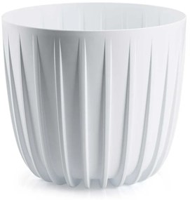 PLASTOVÝ KVETINÁČ STRIPPED SADA 2KS 18X15,5 CM+24X21 CM BIELA