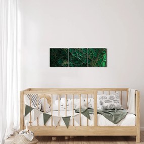 Obraz - Zelený mikroskopický záber (s hodinami) (90x30 cm)
