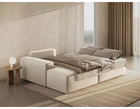 Béžová zamatová rozkladacia/s úložným priestorom rohová pohovka (ľavý roh/s leňoškou) Jodie – Micadoni