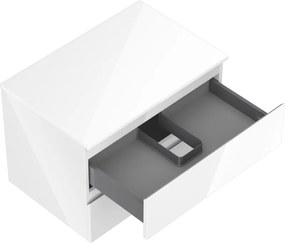 Mexen Orio, kúpeľňová skrinka 70 cm s hornou časťou, 2 zásuvky, biela lesklá, 91A10-07047-2-BFFC00