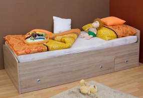 Posteľ s úložným priestorom Patrik 90x200 cm, dub sonoma
