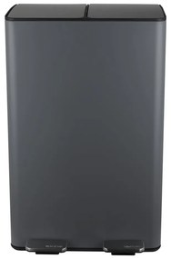 Tmavosivý oceľový odpadkový kôš 2x30 l na triedený odpad/nášľapný Aliya – Spirella