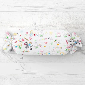 Biante Detský vankúš valec bonbon Sandra SA-041 Farebné omaľovánky 15x80 cm