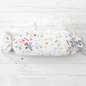 Biante Detský vankúš valec bonbon Sandra SA-041 Farebné omaľovánky 15x60 cm