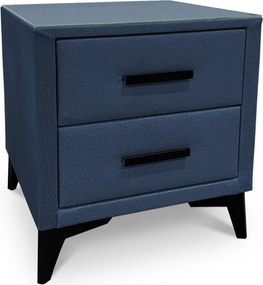 Nočný stolík s 2 zásuvkami Joy, námornícka modrá látka