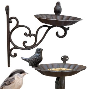 Nástenné napájadlo pre vtáky Lola, 22x25 cm, liatina, hnedá