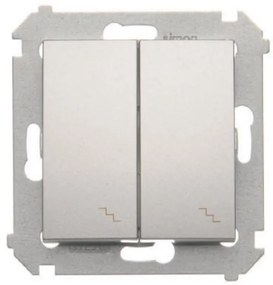 DW6/2L/43 Schodiskový spínač s podsvietením dvojitý strieborný mat