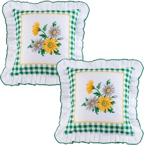 Sada 2 ks obliečok na vankúšiky s volánikom GERBERA 40 x 40 cm