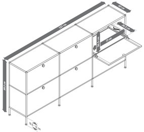 Odkladacia skrinka »CN3« so 6 výklopnými dvierkami, sivá
