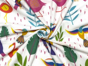 Bavlnené obliečky do postieľky TROPICAL FLAMINGO biele Rozmer obliečky: 45 x 65 cm | 90 x 135 cm