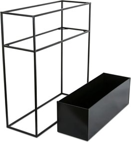 KOVOVÝ KVETINÁČ SO STOJANOM RECT 70X24X64 CM ČIERNA