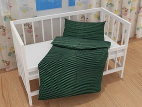 Biante Detské bavlnené posteľné obliečky do postieľky Sandra SA-350 Biele hviezdičky na tmavo zelenom Do postieľky 90x120 a 40x60 cm