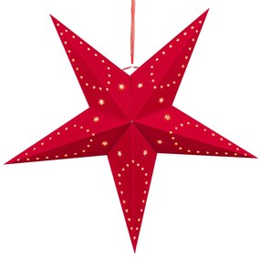 Sada 2 závesných zamatových hviezd s LED 60 cm červená MOTTI Beliani