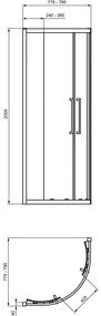 Ideal Standard i.life - Sprchový kút štvrťkruh 80x80 cm, lesklý chróm T4933EO