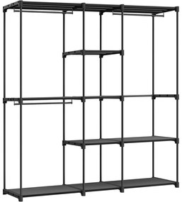 Šatníková skriňa, Stojan na Oblečenie, 43 x 182 x 182 cm, čierna