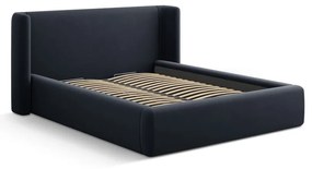 Tmavomodrá čalúnená dvojlôžková posteľ s úložným priestorom s roštom 140x200 cm Jason – Windsor &amp; Co Sofas