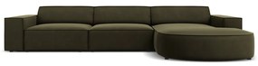 Zelená zamatová rohová pohovka (pravý roh) Jodie - Micadoni Home