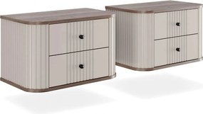 Nočné stolíky na stenu Vespera 56 cm - 2 ks - kašmírová / orech / čierna