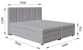 Čalúnená posteľ ISABEL 160x200 s pružinovou matracou a úložným priestorom, svetlosivá