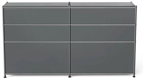 Kovová odkladacia skrinka "CN3" s výklopnými priečinkami, zásuvkami a otvorenými priehradkami, sivá