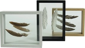 Dekoratívne rámček s perím a tmavým rámom - 27,5 * 35 * 5cm