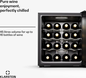 Klarstein Silent Vino 16 Uno, Chladnička na víno, 1 zóna / 16 fliaš