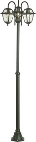 Klasická vonkajšia lampa tmavozelená 235 cm 3-svetlá IP44 - Berta